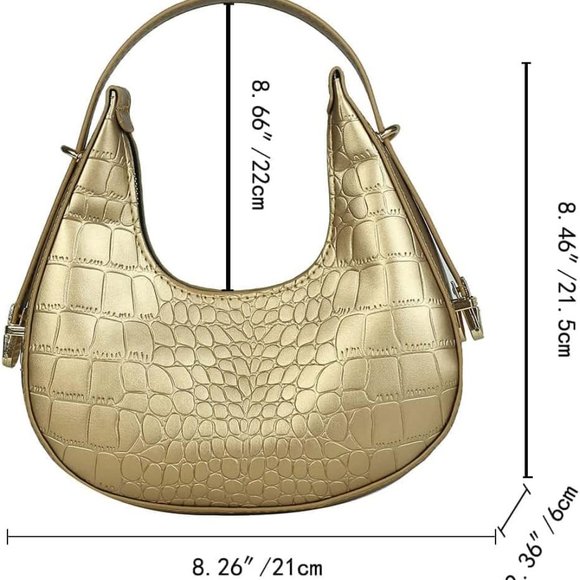 Crocodile Embossed Mini Bag in Gold Metallic - Picture 4 of 12